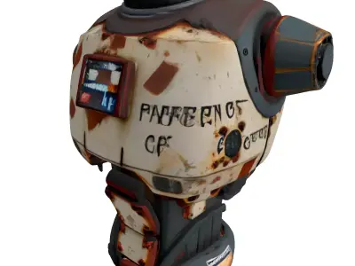 Rusty SciFi Robot Torso Armor Low-poly 3D model