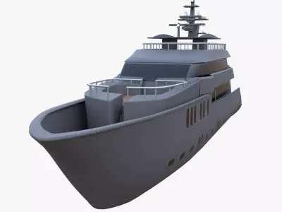 Black Luxury Motor Yacht 3D Model Game Ready Low Poly  PBR Low-poly 3D model