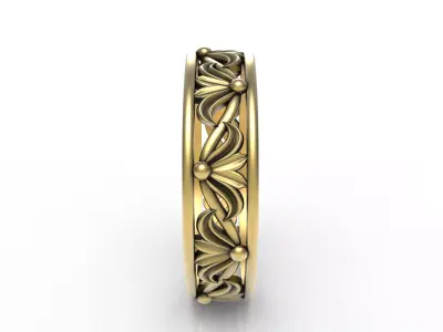 Antique Floral Wedding Band 3D print model