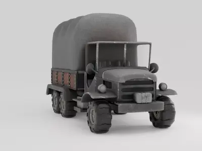 Truck old with canvas cover 3D model