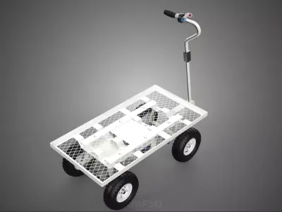 ELECTRIC FLATBED METAL MESH GRID NET PLATFORM TROLLEY CART WAGON 3D model