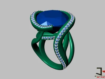 0215 - Beautiful Emerald Stone Antique Ring 3D print model