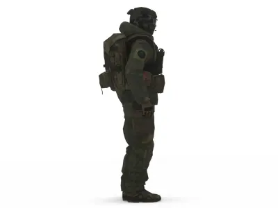 Tactical Special Forces Operator Realistic 3D Model Rigged Low-poly 3D model