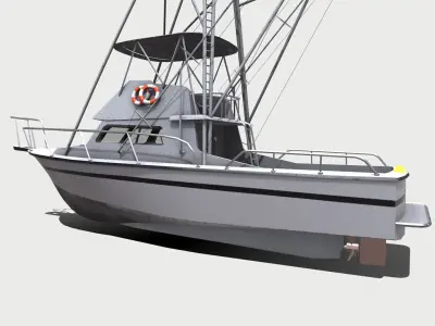 Sports Fishing Boat Low-Poly PBR Low-poly 3D model