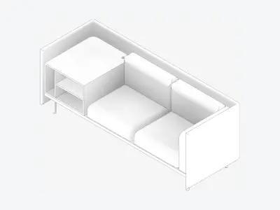 Sofa - Contemporary - Flame - Medium - Corner Shelf Low-poly 3D model order