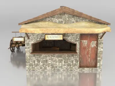 Medieval Blacksmith Shop Low-poly 3D model