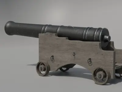 Medieval Cannon with 2K Textures Low-poly 3D model