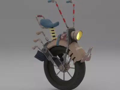 motorcycle with lights and wheels 3D model