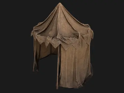 Cylindrical Tent Market Stall Old Low-poly 3D model