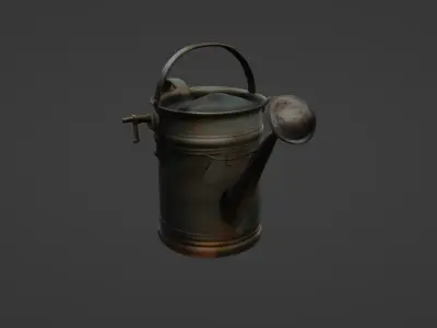 Vintage Metal Garden Watering Can 3D Model 3D model
