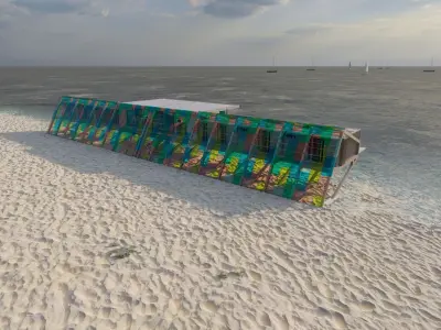 Hotel Beach-Hotel Beach Temporary accommodation-Hotel container 3D model