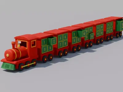 Christmas train advent calendar type with ajustable shelfs 3D model