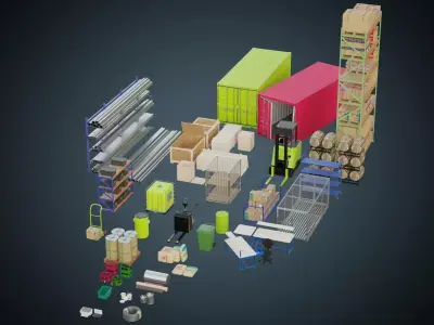 Warehouse Props Collection 1 Basic 3D Model Pack