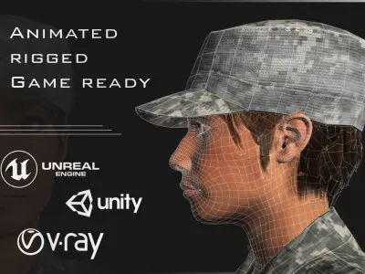 Military Character - Eva Low-poly 3D model