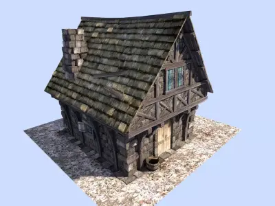 medieval style house Low-poly 3D model