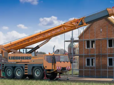 Liebherr Mobile Crane Rigged 3D model