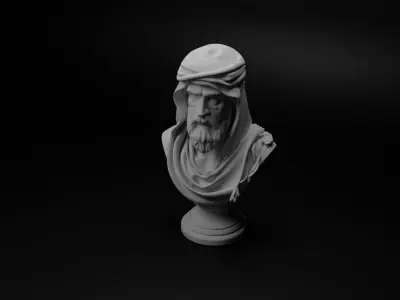 Arab Bedouin Warrior Bust Chess 3D print model shop