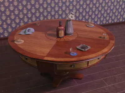 Vintage Table Set Low-poly 3D model