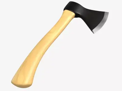 carpenter axe with wooden handle 3D model