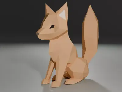 Stylized Low-Poly Fox Low-poly 3D model purchase