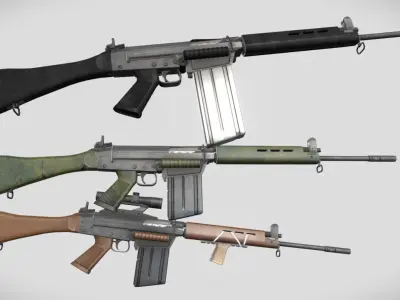 Battle rifle minipack Low-poly 3D model