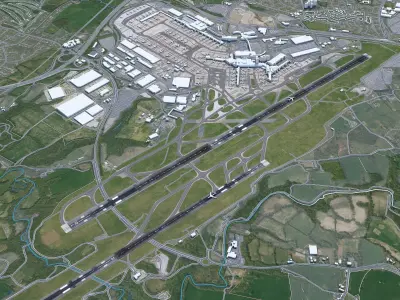 Manchester Airport UK 10km Low-poly 3D model