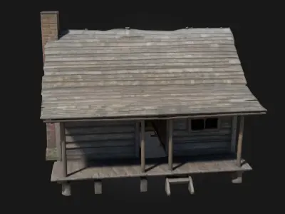 Rustic Cabin  Cozy Wilderness Retreat in Timber and Stone 3D model