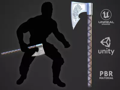 Darksword Nordic Knotwork Axe Low-poly 3D model