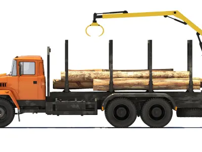 KrAZ 6233M6 timber carrier 2003 3D model