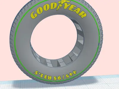 1-25th scale semi truck and trailer tires 22-5 inch 3D print model