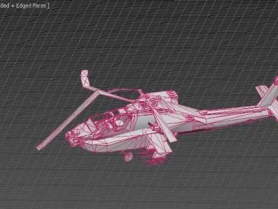 destroyed helicopter Low-poly 3D model