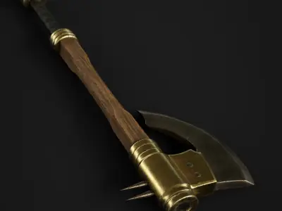 Gold Battle Axe Low-poly 3D model