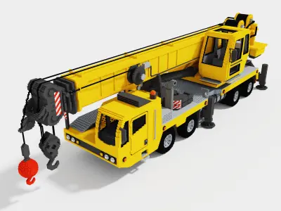 Voxel Crane Truck Low-poly 3D model