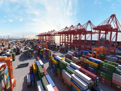Industrial Port Harbor - Container Terminal  3D model