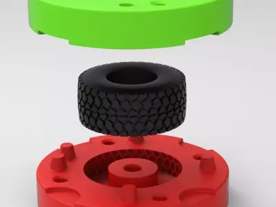 Mold for diecast military truck tire 9 Scale 1 to 25 3D print model