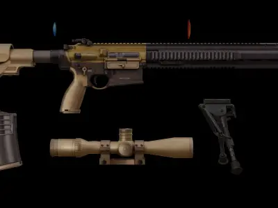  High-Quality 3D Model of G28 Precision Rifle Low-poly 3D model