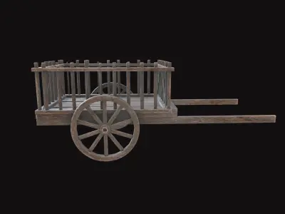 Medieval Wagon Low-poly 3D model get