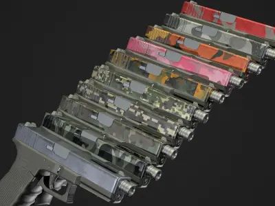 Glock GameReady camouflaged gun Low-poly 3D model