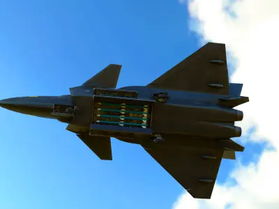 Chinese fighter J20 Low-poly 3D model