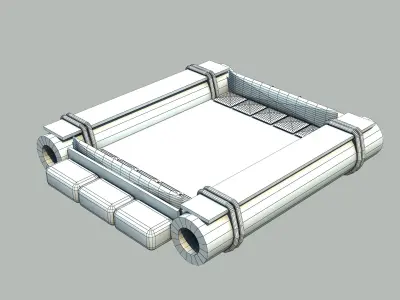 Raft - Low poly bed frame for minecraft Low-poly 3D model