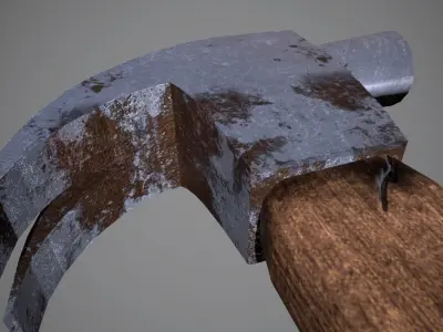 Hammer - LowPoly wooden Low-poly 3D model