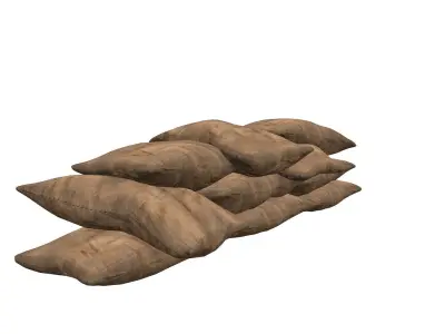 Sandbags Barricade Low-poly 3D model