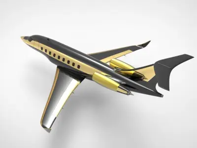 golden private jet 3D model