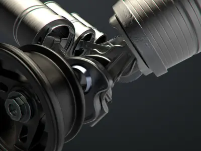 V6 Engine Working Animated 3D model