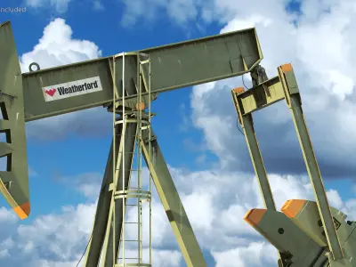 Oil Pumpjack Rigged for Cinema 4D 3D model