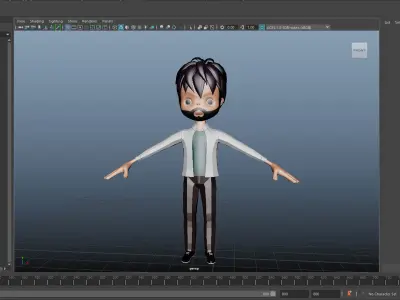 low poly cartoon beard boy Free low-poly 3D model