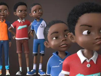 AFRO BOY- CARTOON RIGGED BLACK BOY(1) 3D model