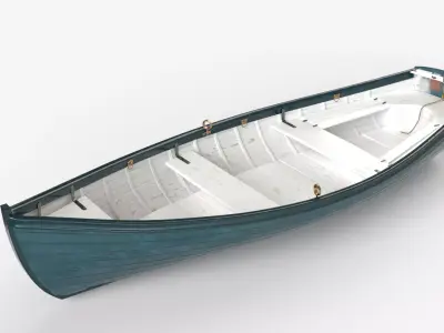 Green wooden boat 3D model