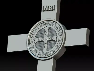 Saint Benedict Cross Pendant Model 1 3D print model