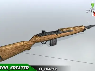 Carbine Riffle low poly 3d model Low-poly 3D model